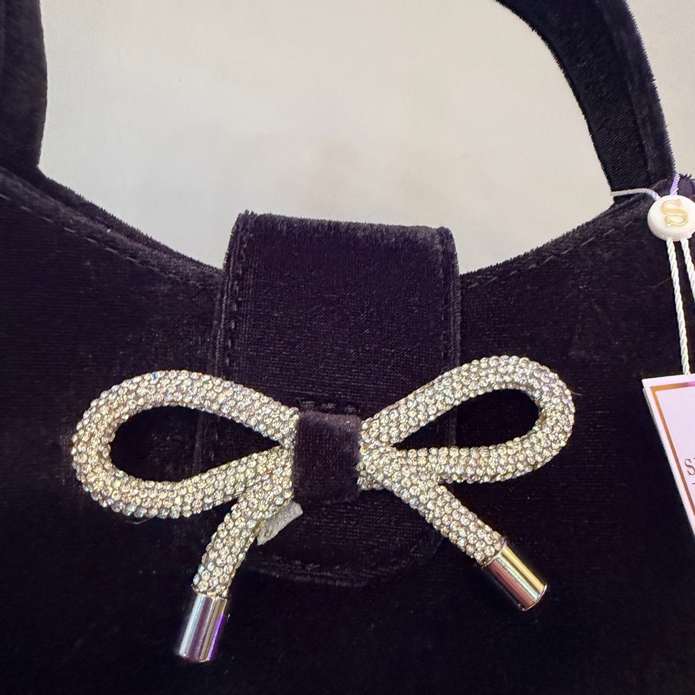 Shiraleah Black Shoulder Bag with Silver Bow